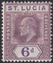 St Lucia 1904 KEVII 6d Dull Purple and Violet Ordinary Paper Mint SG72