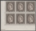 Click for more photos and details St Vincent 1955 QEII 25c Black-Brown Corner Block of Six Mint SG197