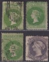 South Australia 1860-69 Queen Victoria 1d, 4d Selection roulette x perf Used 