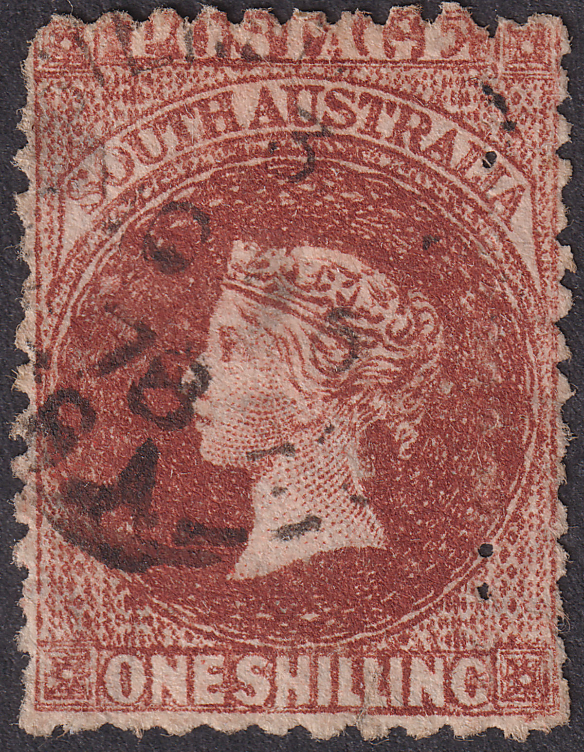South Australia 1869 Queen Victoria 1sh with Extra Perforations Used SG83var