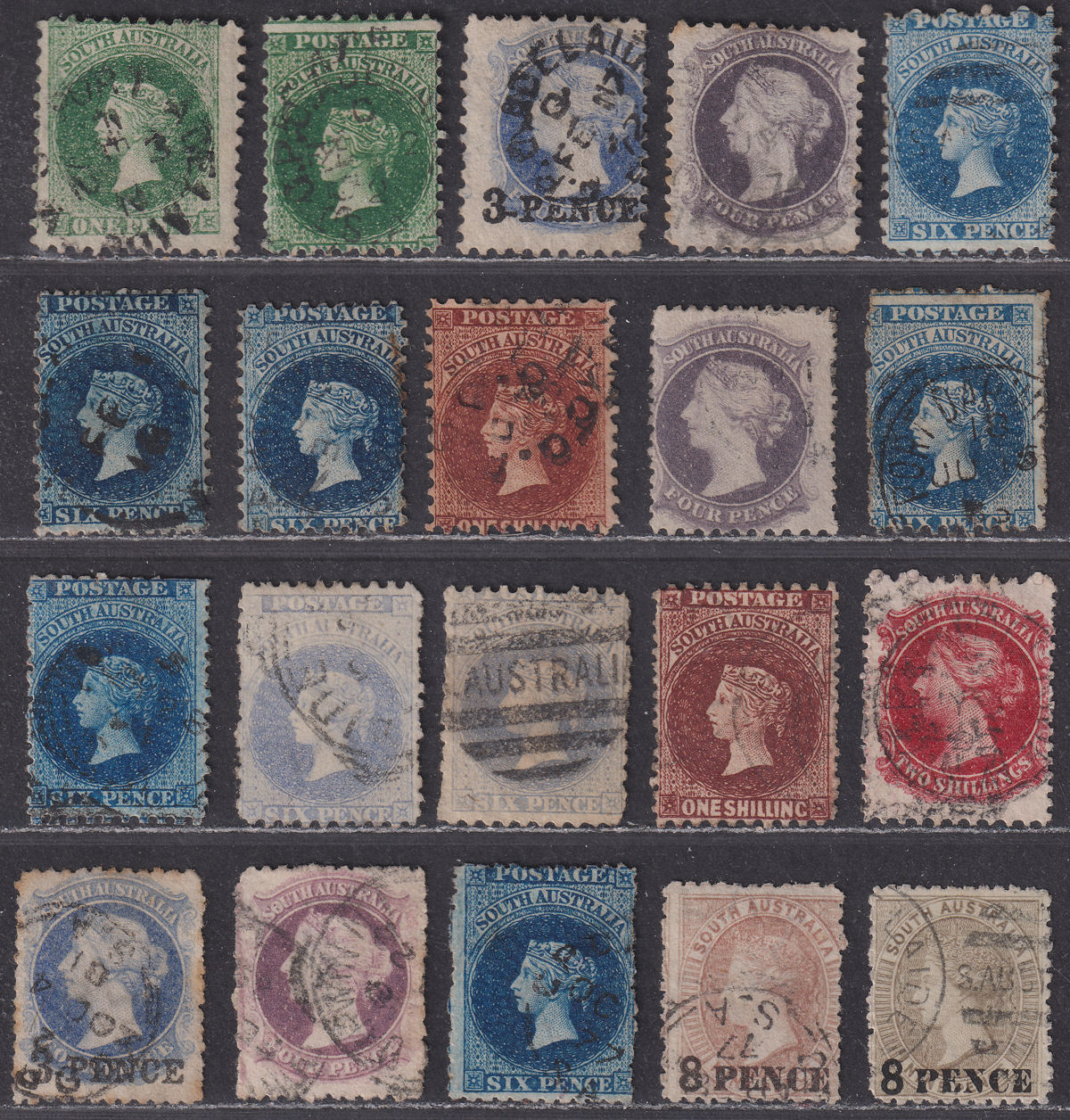 South Australia 1870-81 Queen Victoria Selection to 2sh Used 