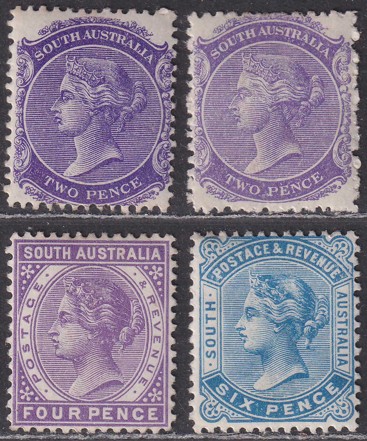 South Australia 1896-99 Queen Victoria 2d, 4d, 6d Perf 13 Mint
