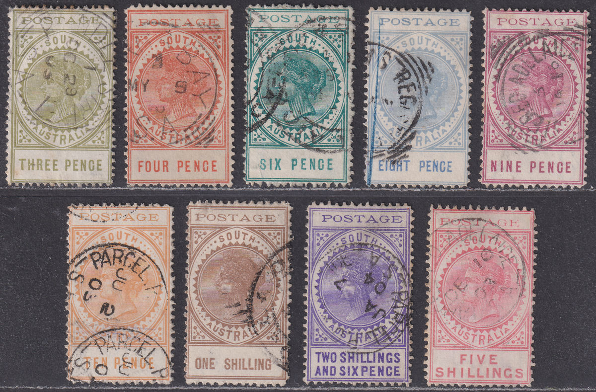 South Australia 1902 QV Thin Postage Short Set to 5sh Used