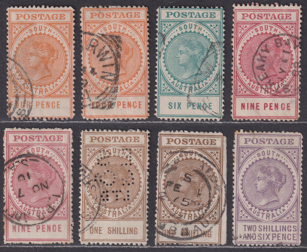 South Australia 1906 QV Thick Postage Selection to 2sh6d Used