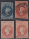 South Australia 1855-56 Queen Victoria Imperf Selection Used