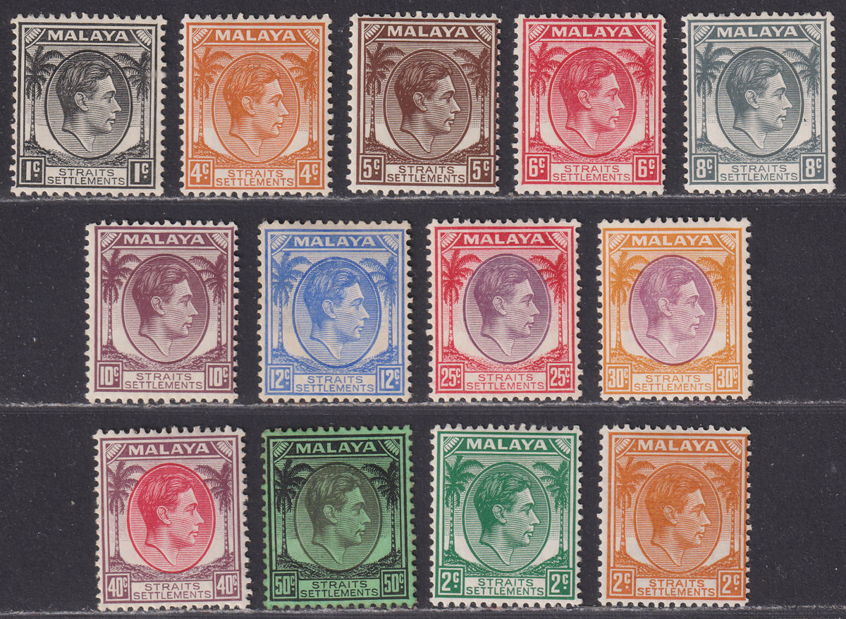 Malaya Straits Settlements 1937-41 KGVI Part Set to 50c Mostly Mint