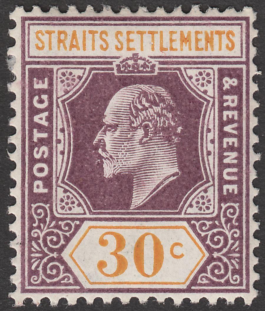 Malaya Straits Settlements 1909 KEVII 30c Purple and Orange-Yellow Mint SG162