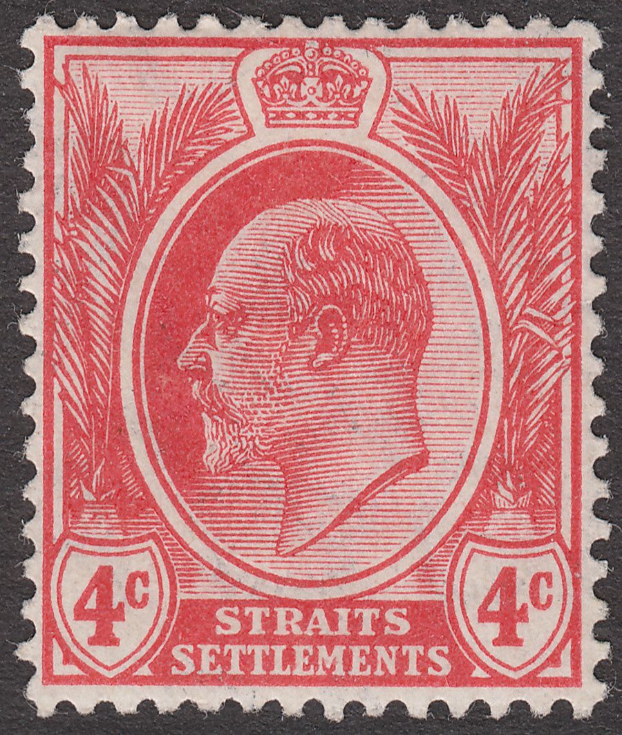 Malaya Straits Settlements 1907 KEVII 4c Red Mint SG154