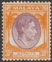 Click for more photos and details Malaya Straits Settlements 1937 KGVI 30c Dull Purple and Orange Mint SG287