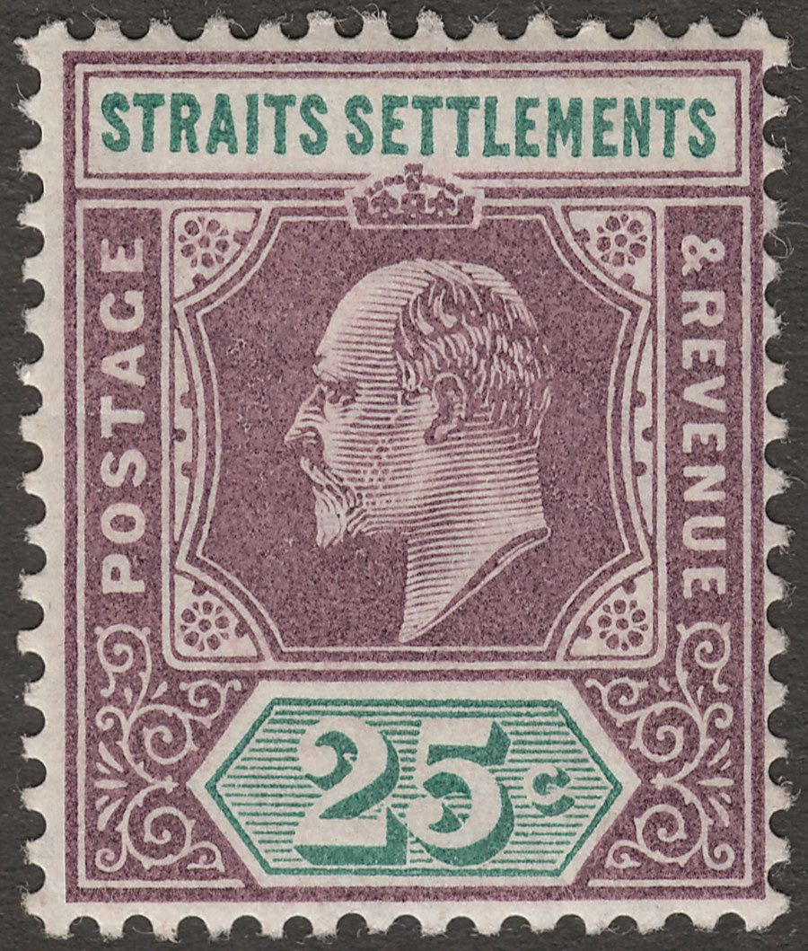 Malaya Straits Settlements 1905 KEVII 25c Dull Purple + Green Ord Mint SG133