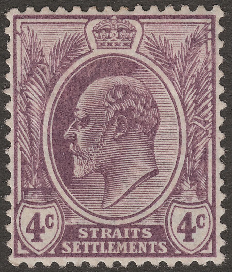 Malaya Straits Settlements 1908 KEVII 4c Dull Purple Ordinary Mint SG155