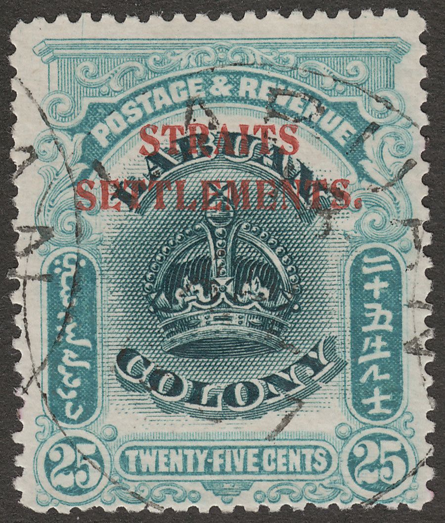 Malaya Straits Setts 1907 KEVII Overprint on Labuan 25c perf 14½-15 Used SG149a