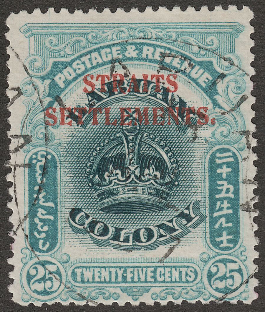 Malaya Straits Setts 1906 KEVII Overprint on Labuan 25c perf 14½-15 Used SG149a