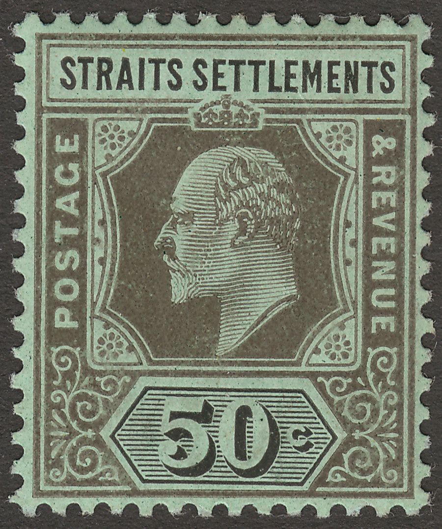 Malaya Straits Settlements 1910 KEVII 50c Black on Green Mint SG164