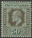 Malaya Straits Settlements 1910 KEVII 50c Black on Green Mint SG164
