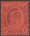 Malaya Straits Settlements 1905 KEVII 4c Purple on Red Chalky Mint SG129a