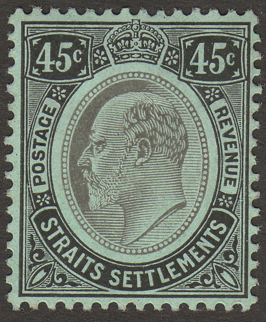 Malaya Straits Settlements 1910 KEVII 45c Black on Green Mint SG163