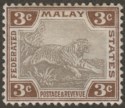 Federated Malay States 1904 Tiger 3c Grey and Brown Mint SG32