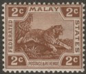 Click for more photos and details Federated Malay States 1925 Tiger 2c Brown Mint SG54