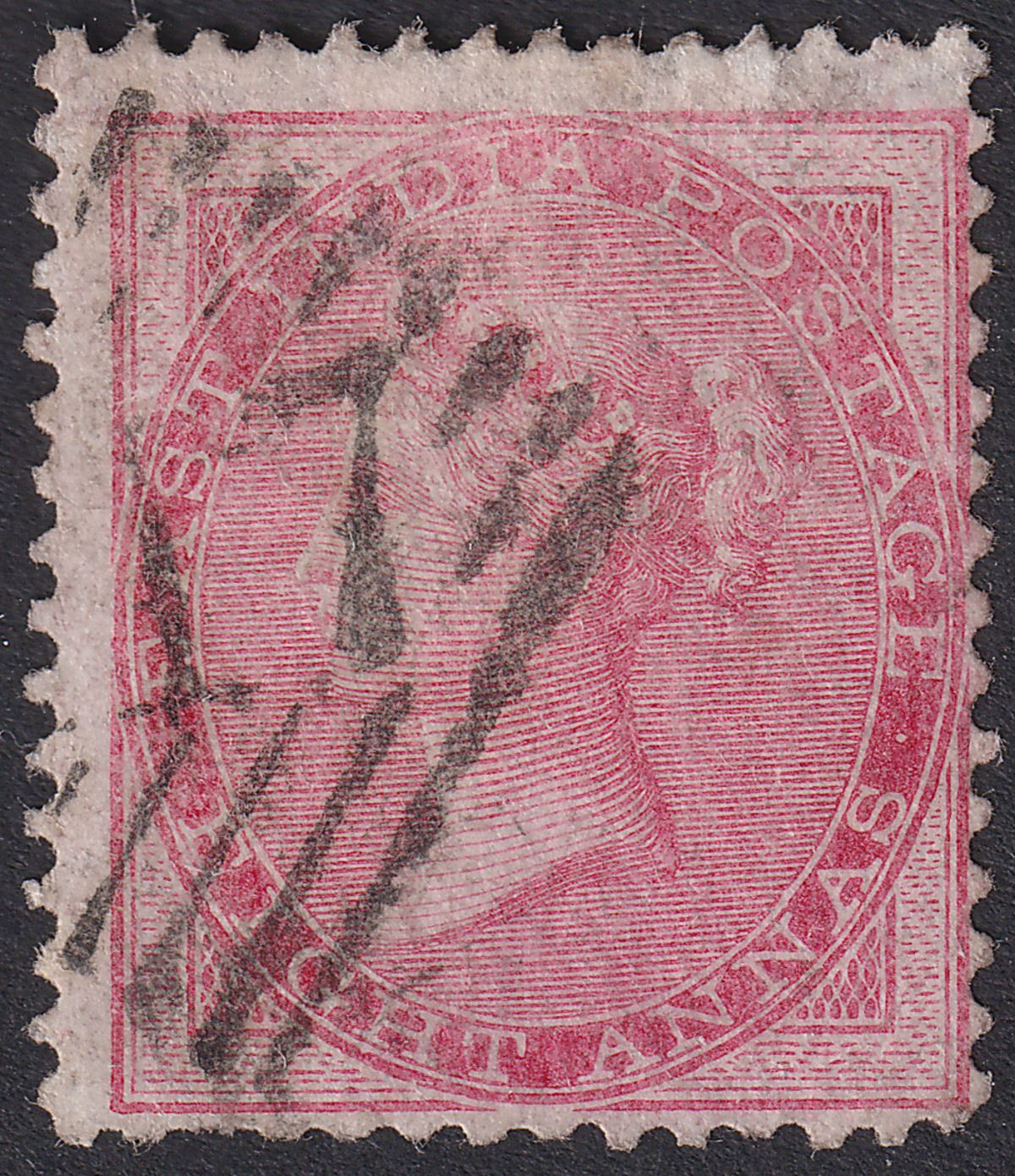 India used Malaya 1856 QV 8a Pale Carmine Used Penang 147 Postmark SG Z44 c£130