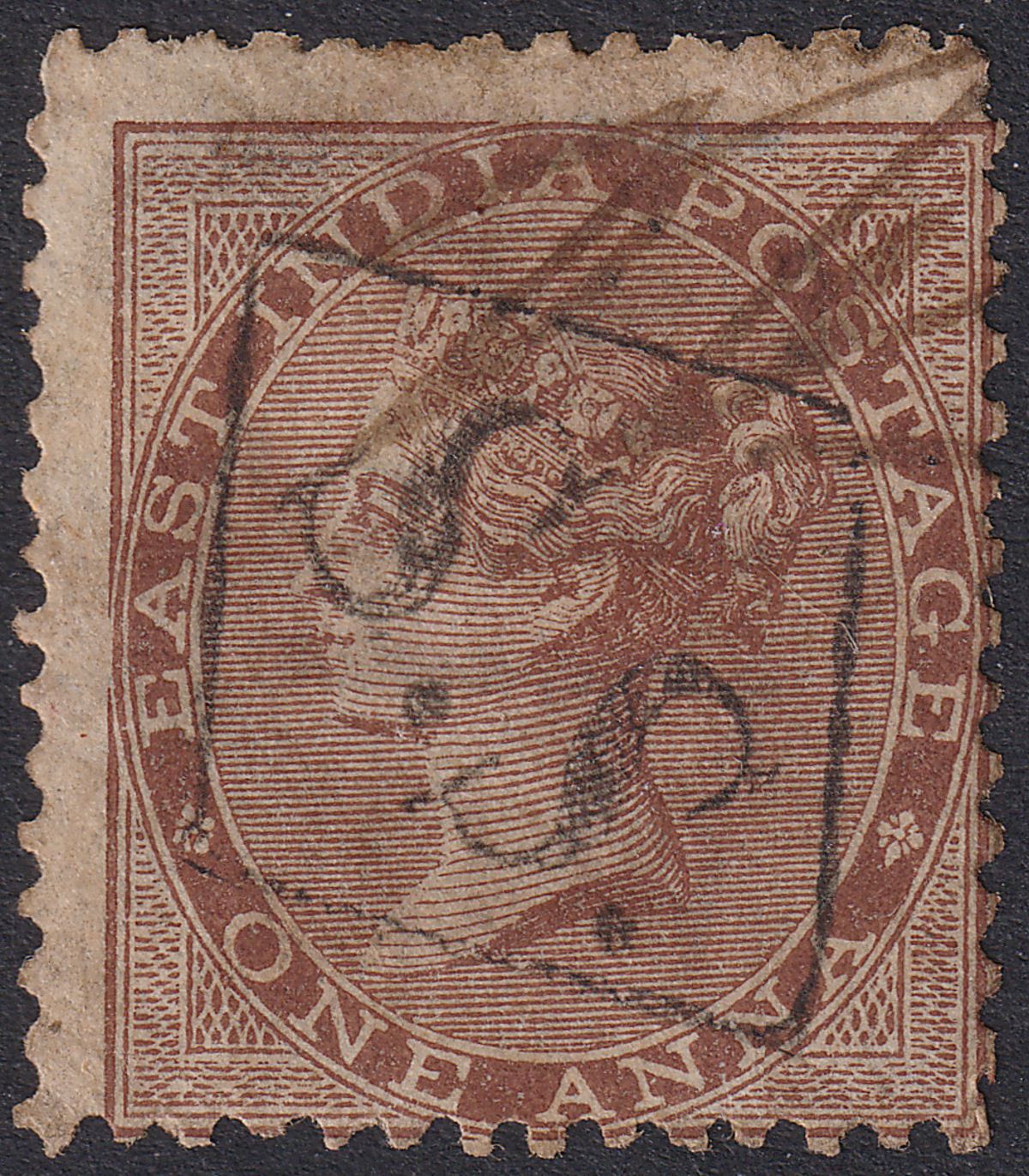 Malaya Straits Settlements 1862 QV Revenue SS Opt India 1a Brown Used BF1 c £500