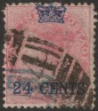 Click for more photos and details Malaya Straits Settlements 1867 QV Surcharge India 24c on 8a Rose Used SG8 c£130