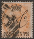 Click for more photos and details Malaya Straits Settlements 1867 QV Surch India 32c on 2a Yellow Used SG9 c£140