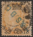 Click for more photos and details Malaya Straits Settlements 1867 QV Surch India 32c on 2a Yellow Used SG9 c£140