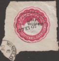 Click for more photos and details Sudan 1902 5m Overprint Postal Stationery Piece Used w SAWAKIN Proud D3 Postmark