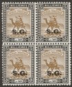 Click for more photos and details Sudan 1940 KGVI Camel Postman SG Opt 5m Ord Paper Block of 4 Mint SG O36a c £128