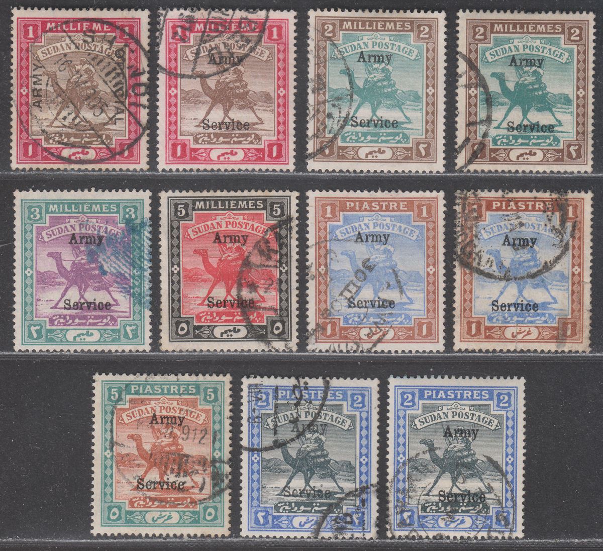 Sudan 1905-06 KEVII Army Service Overprint Selection to 5p Used