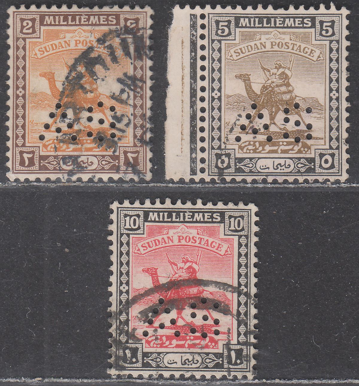 Sudan 1922-24 KGV Army Service AS Perfin Set Used SG A26-A28 cat £70