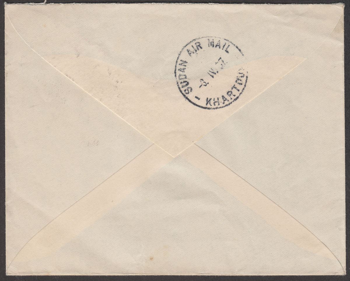 Sudan 1937 Air 2½p Used on Airmail Cover Wadi Halfi to Croydon, UK