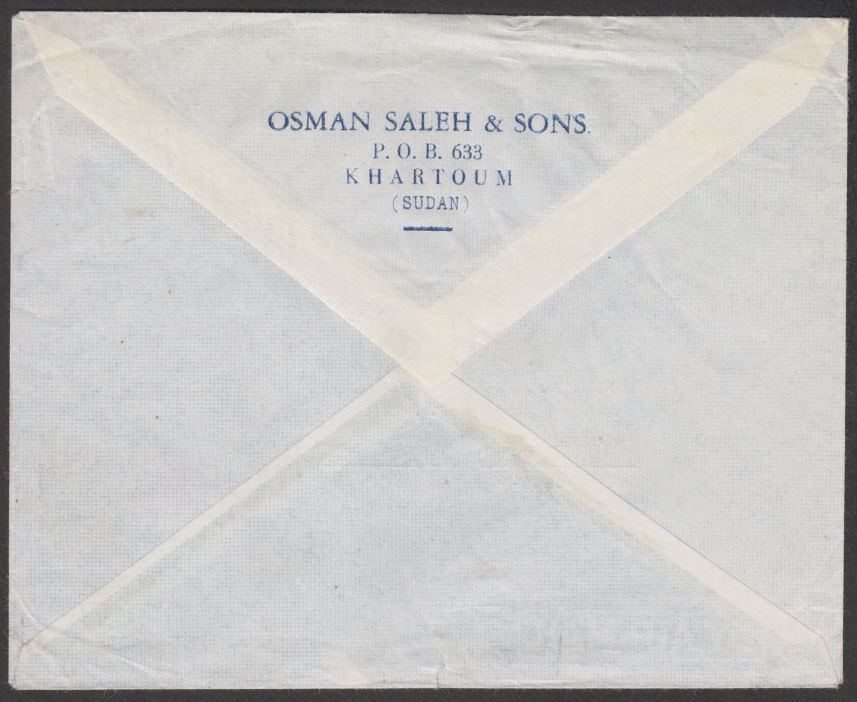 Sudan 1952 Air 3p Used on Airmail Cover Khartoum to Thornton Heath, UK