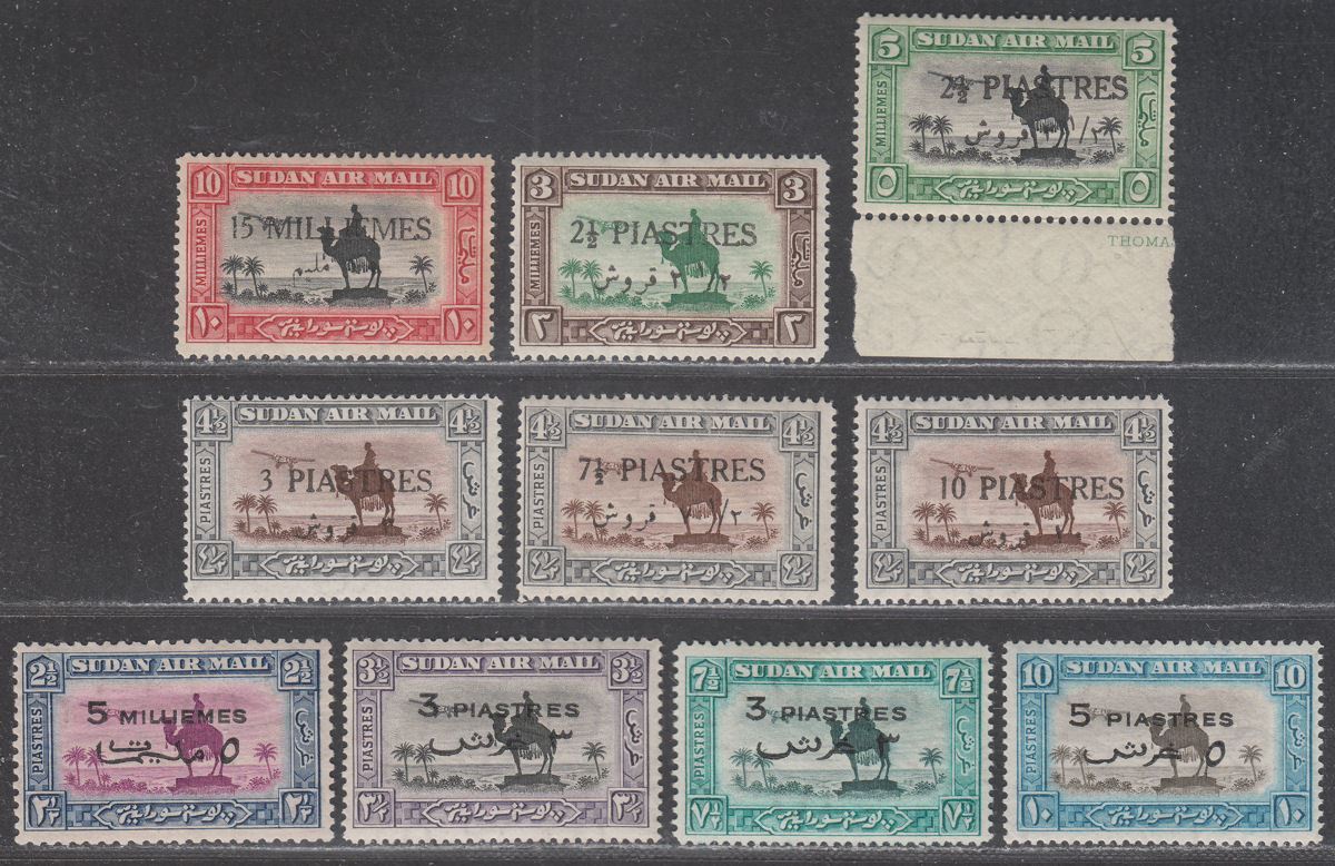 Sudan 1935-38 KGV Airmail Surcharge Sets Mint SG68-77 cat £85