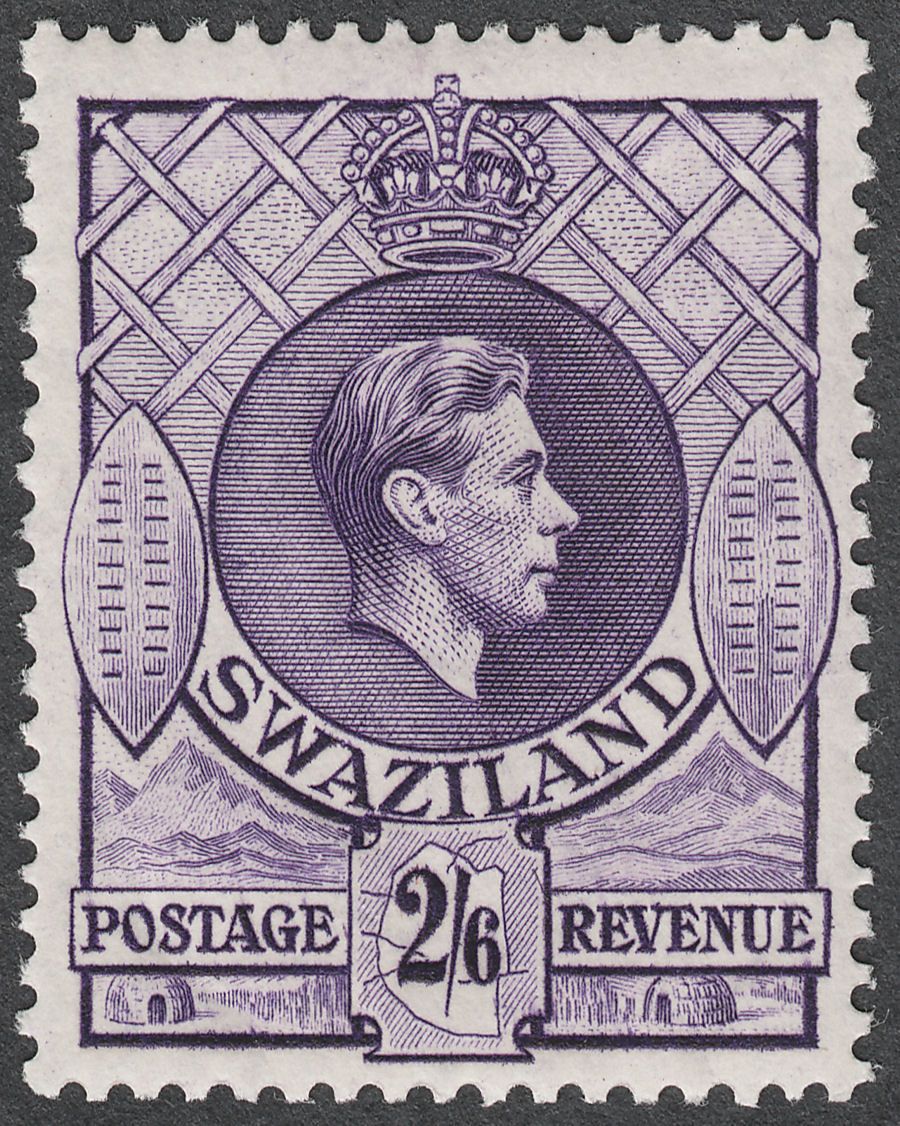 Swaziland 1938 KGVI 2sh6d Bright Violet p13½x13 Mint SG36