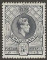 Click for more photos and details Swaziland 1938 KGVI 5sh Grey perf 13½x13 Mint SG37