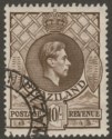 Click for more photos and details Swaziland 1943 KGVI 10sh Sepia perf 13½x14 Used SG38a