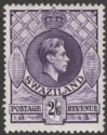Click for more photos and details Swaziland 1943 KGVI 2sh6d Violet p13½x14 Mint SG36a