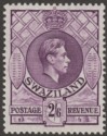 Click for more photos and details Swaziland 1947 KGVI 2sh6d Reddish Violet p13½x14 Mint SG36b