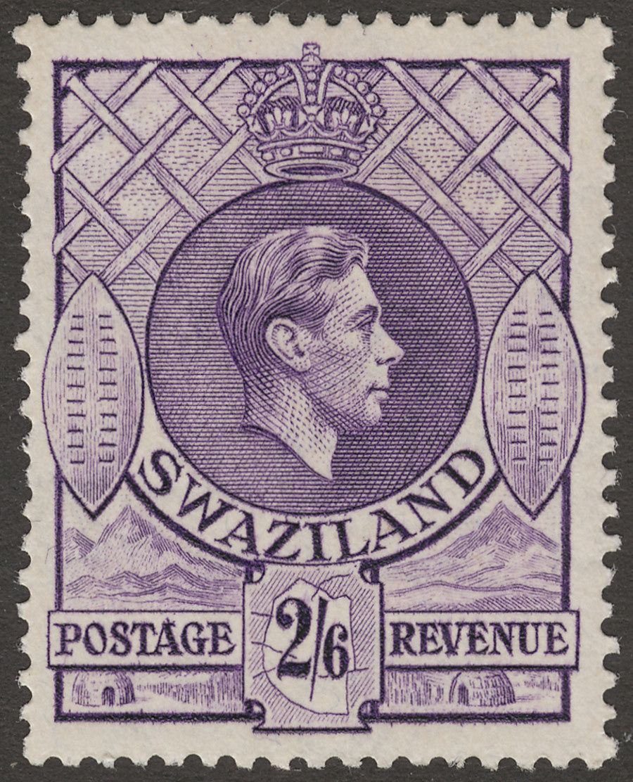 Swaziland 1951 KGVI 2sh6d Purple-Violet p13½x14 Mint SG36a
