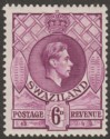 Swaziland 1938 KGVI 6d Reddish Purple p13½x13 Mint SG34