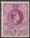 Click for more photos and details Swaziland 1938 KGVI 6d Reddish Purple p13½x13 Mint SG34
