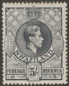 Click for more photos and details Swaziland 1938 KGVI 5sh Grey perf 13½x13 Mint SG37