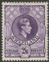 Swaziland 1938 KGVI 2sh6d Bright Violet p13½x13 Mint SG36