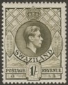 Click for more photos and details Swaziland 1938 KGVI 1sh Brown-Olive p13½x13 Mint SG35