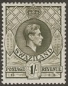 Click for more photos and details Swaziland 1940 KGVI 1sh Grey-Olive p13½x13 Mint SG35