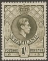 Click for more photos and details Swaziland 1938 KGVI 1sh Brown-Olive p13½x13 Mint SG35