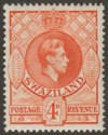 Click for more photos and details Swaziland 1938 KGVI 4d Orange p13½x13 Mint SG33