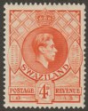 Swaziland 1938 KGVI 4d Orange p13½x13 Mint SG33